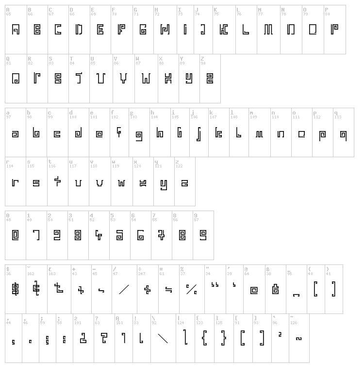 India Snake Pixel Labyrinth Game font map